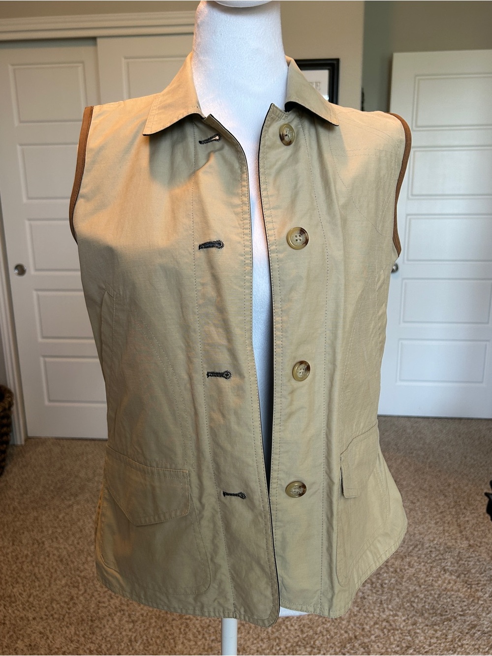 LAUREN RALPH LAUREN Reversible Khaki & Black Safari Utility Vest Women’s Small